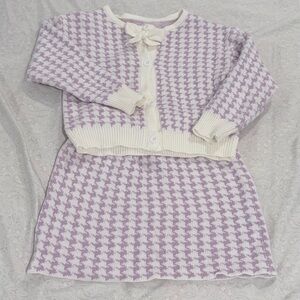 Purple and White Houndstooth Knit Set